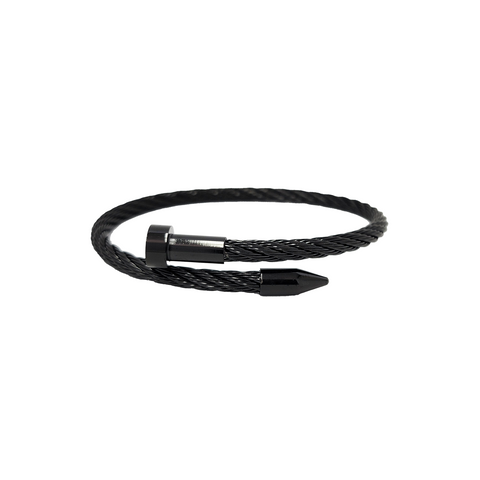 BG004B B.Tiff Black Pointe Cable Bangle Bracelet