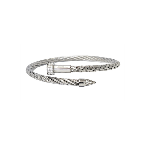 BG005W B.Tiff Pavé Pointe Cable Bangle Bracelet