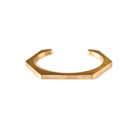 BG017G B.Tiff Gold Edge Pave Hexagon Bangle Bracelet