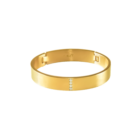BG223G B.Tiff 4-Stone Gold Wide Bangle Bracelet