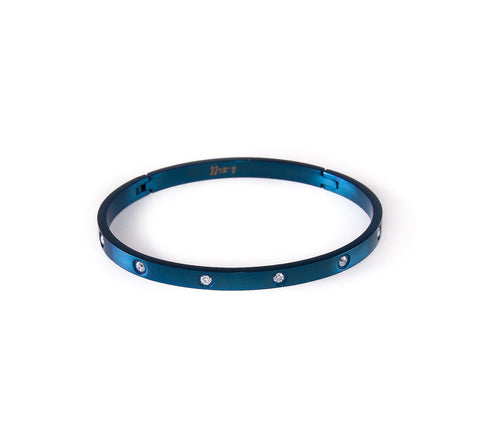 BG308BL B.Tiff 8-Stone Blue Bangle Bracelet