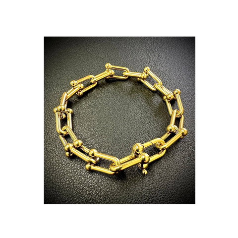 BG525G B.Tiff Horseshoe Link Gold Chain Bracelet