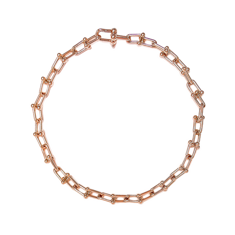 C525RG B.Tiff Rose Gold Horseshoe Link Chain Necklace