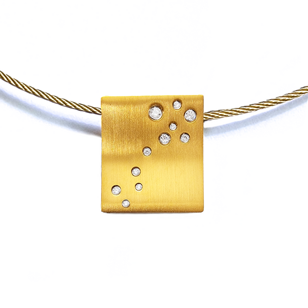 PT094G B.Tiff Gold Pavé Galaxie Pendant Gold / C015G Gold Cable Wire Chain / 18