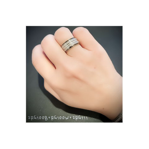 RG100GB B.Tiff "The Hamptons" Black Enamel Gold Ring 2-Pack [Thin Band]