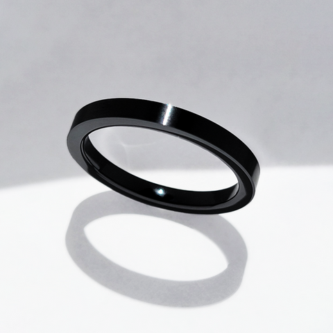RG103B B.Tiff Plain Black Ceramic Ring [Thin Band]