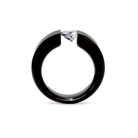 RG113B B.Tiff Black 1 ct Trillion Cut Solitaire Ring [Wide Band]