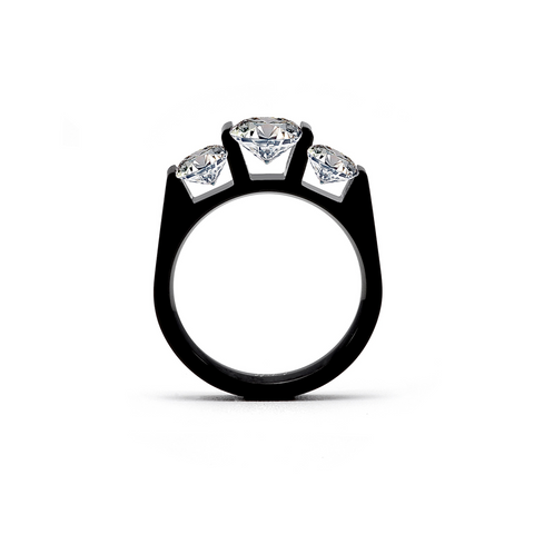 RG203B B.Tiff Black 3-Stone Cushion Cut Engagement Ring
