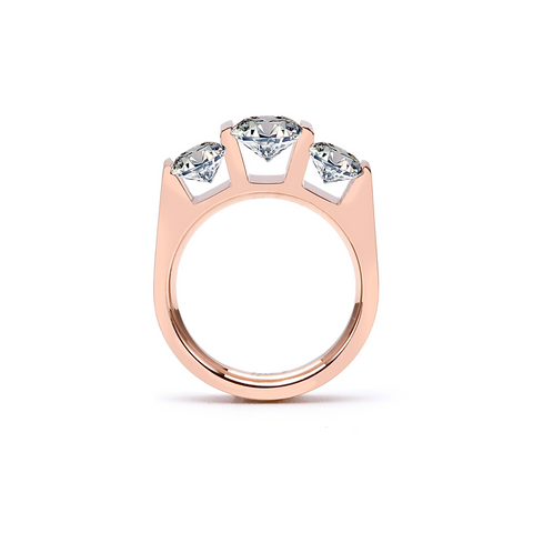RG203RG B.Tiff Rose Gold 3-Stone Cushion Cut Engagement Ring