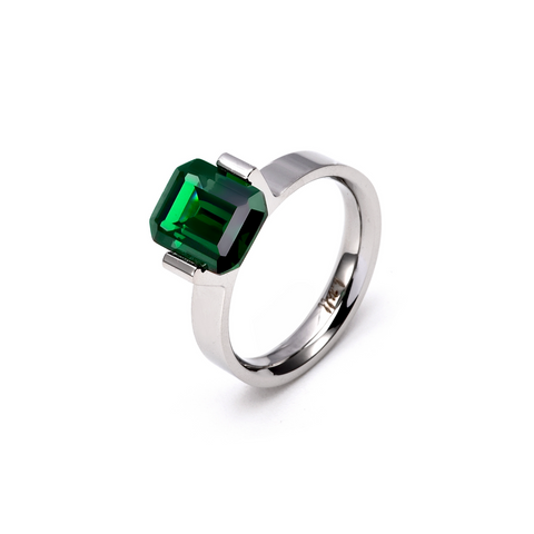 RG210GR B.Tiff 3 ct Green Emerald Cut Engagement Ring
