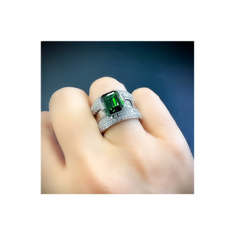RG210WGR B.Tiff 3 ct Green Emerald Cut Engagement Ring