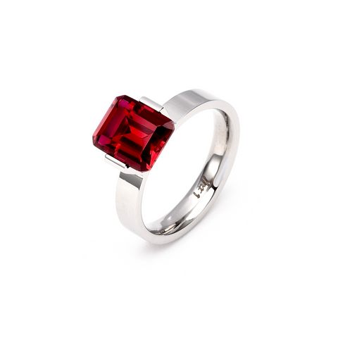 RG210R B.Tiff 3 ct Red Emerald Cut Engagement Ring