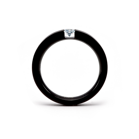 RG301B B.Tiff .12 ct Princess Cut Black Solitaire Ring [Thin Band]