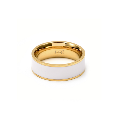 RG800GW B.Tiff 18K Gold Plated White Enamel Ring